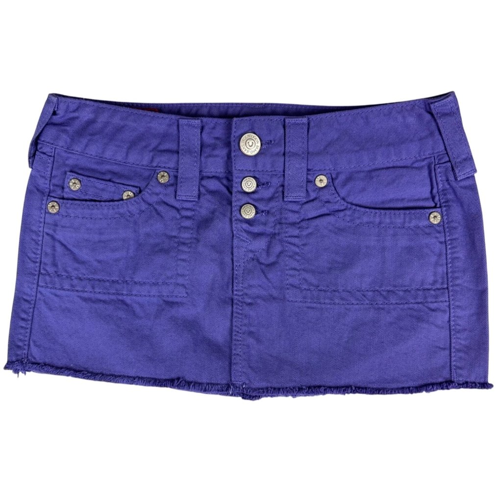 True Religion Womens Purple Mini Skirt Size 26 Y2k Rare Nwot Cotton Usa Made